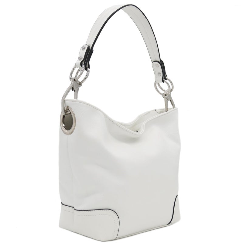 Alyssa Hobo Shoulder Bag with Big Snap Hook Hardware (White) - Image 1